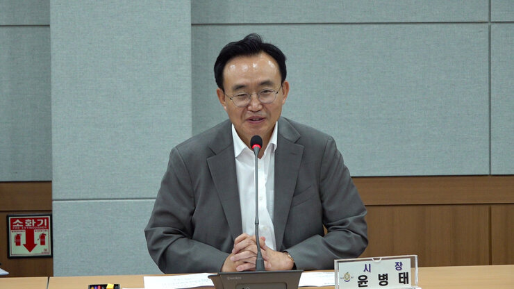 2023 나주시 스타기업 육성사업 업무 협약식 나주시장의 인사말 모습 근접촬영