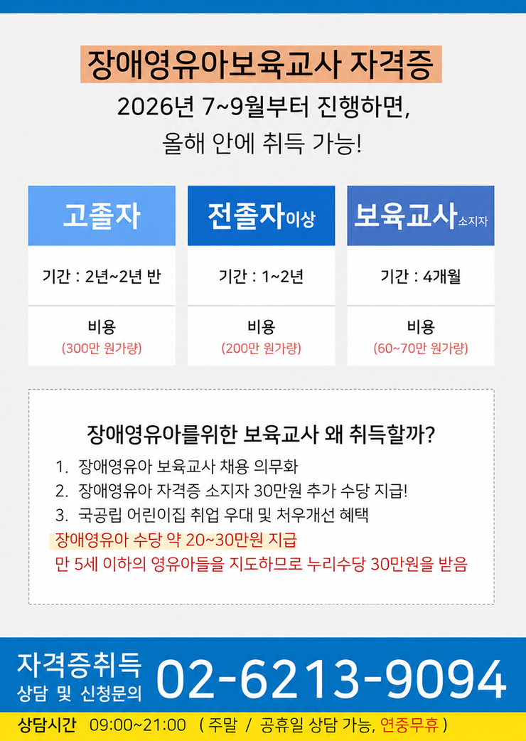 장애영유아 보육교사2급 자격증