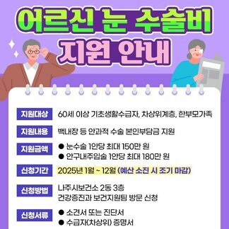 어르신 건강지키미 나주시 1탄 : 어르신 눈 수술비 지원 안내