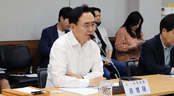 영산강 나주지구 통합하천사업 타당성 용역 착수보고회 나주시장의 인사말 모습 근접촬영