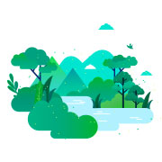 웅성한 나무와 산과 바다가 있다.