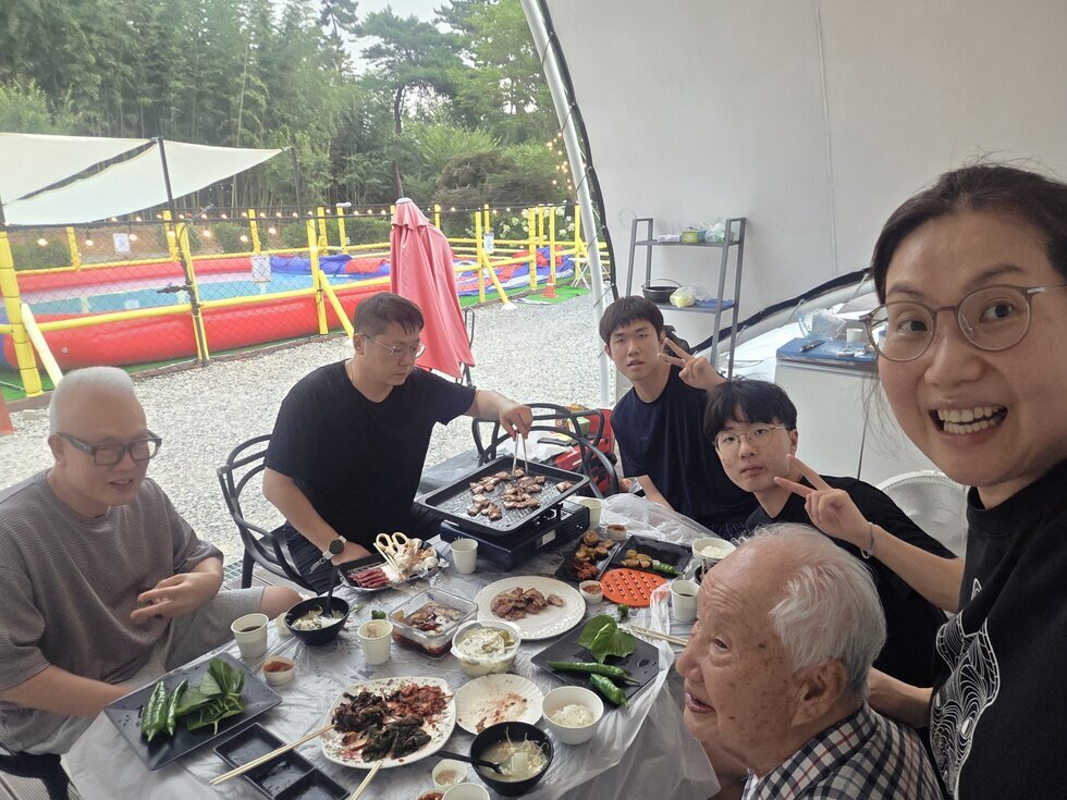 나주인근 글램핑 장에서 바베큐