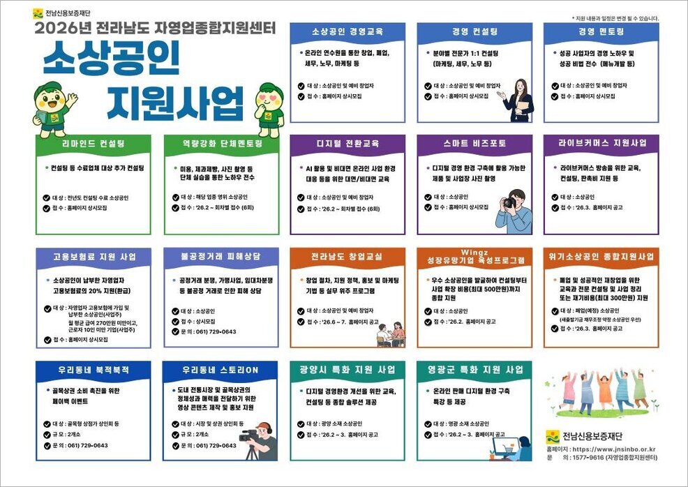 전라남도 자영업종합지원센터 2026년 소상공인 지원사업