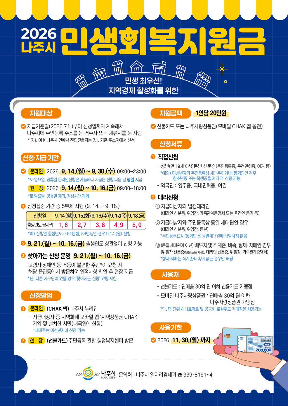 나주시 민생회복지원금 지급 홍보안내문