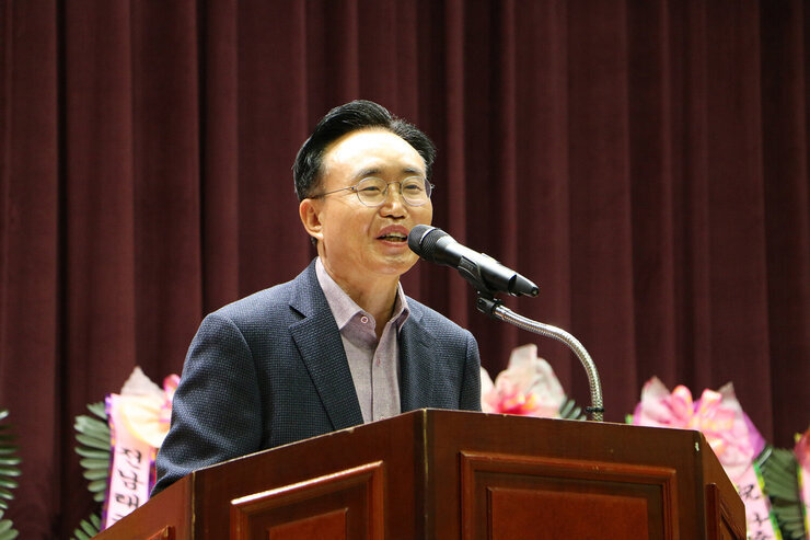 나주시장기 태권도대회 나주시장의 축사모습 근접촬영