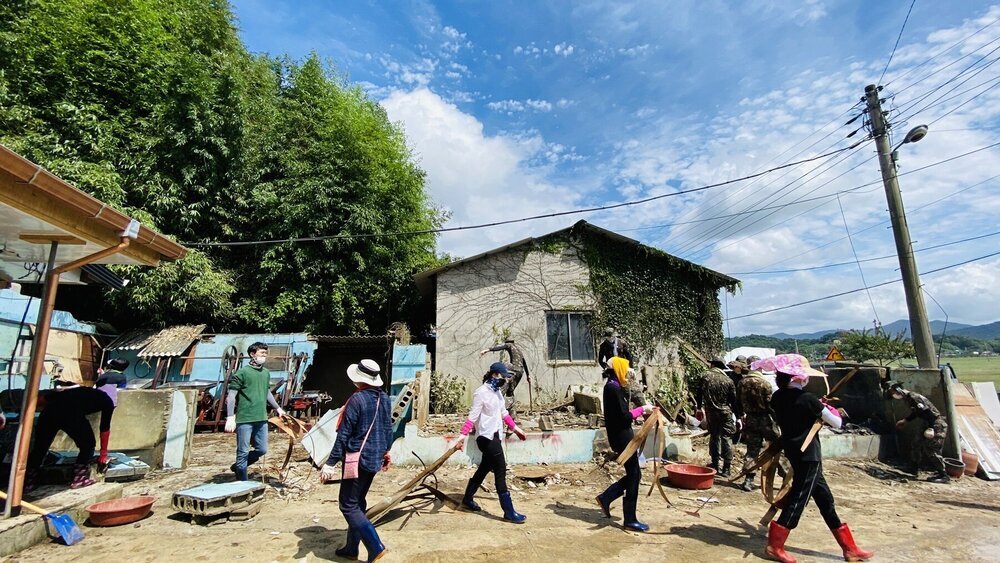 지난 달 나주시 다시면 수해 피해마을 복구현장