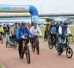나주 영산강 자전거 대회 나주시장과 관께자들의 스타트 모습