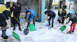 나주시장 의용소방대와 눈치우는 모습