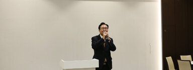 한돈협회 나주시지부 송년회 나주시장의 인사말 모습